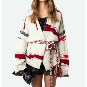 Zadig & Voltaire Red and Cream Cardigan